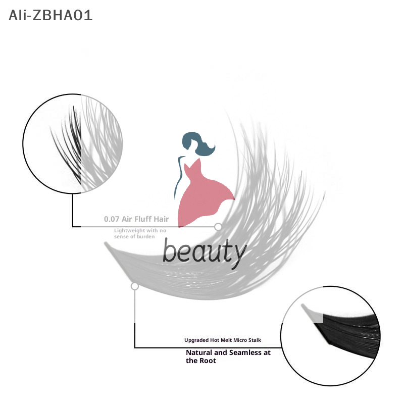 Individual Lash Tray - 3D Takma Kirpikler, Hafif Kirpik Uzatma,